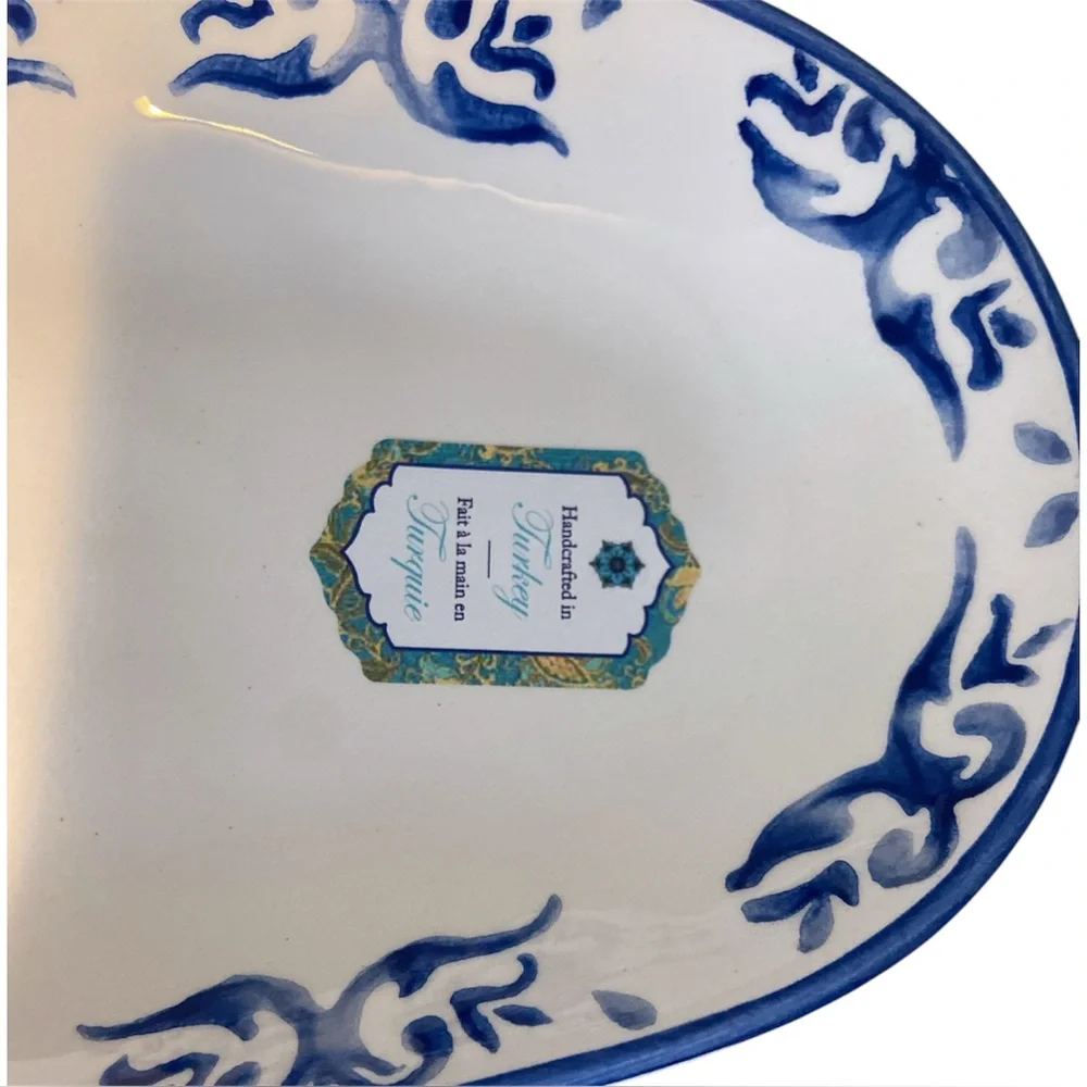 La Dolce Vita Long Tapas Serving Platter 14” Hand Painted Appetizer Dish Plate
